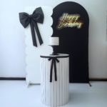 Festa Pocket Minimalista Preto e Branco com Laço (Locação)