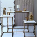 Festa Pocket Chá de Panela Dourado e Branco com Mesas Cubo (Locação)