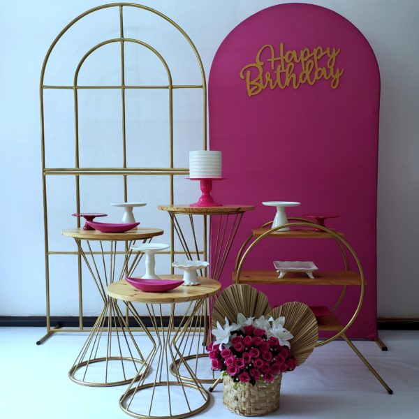 Festa Pocket Pink Branco e Dourado (Locação)