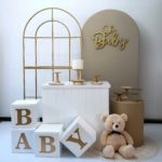 Festa Pocket Chá de Bebê Tons Bege e Dourado (Locação)