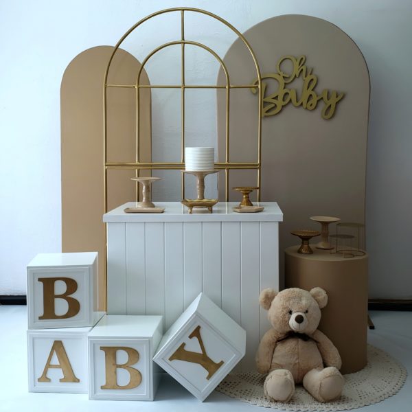 Festa Pocket Chá de Bebê Tons Bege e Dourado (Locação) Festa Pocket Chá de Bebê Tons Bege e Dourado (Locação)