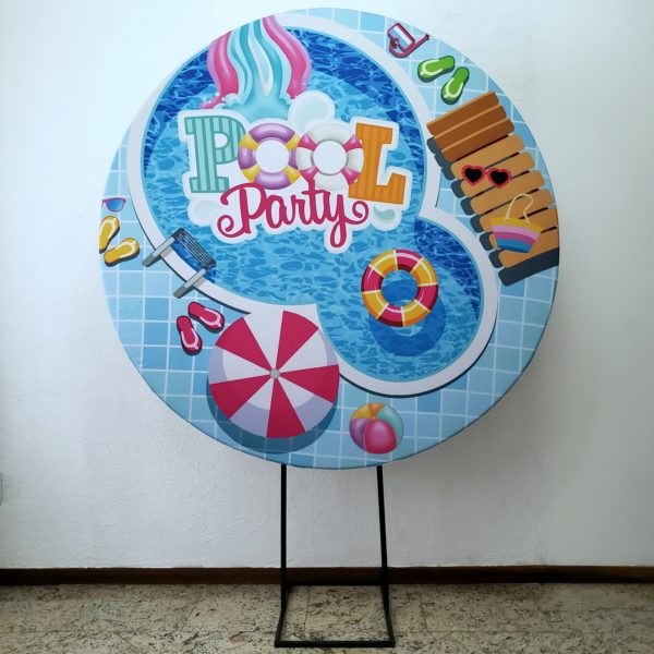 Suporte Redondo com Tecido Sublimado Pool Party
