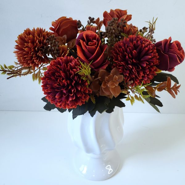 Buque Arranjo de Flores Artificiais Tons Quentes Terracota (Locação)