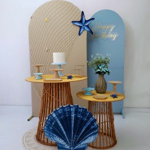 Festa Pocket Adulto Fundo do Mar Bege e Azul (Locação)