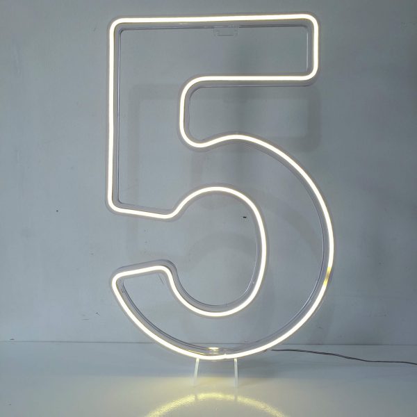 Numero 5 Led Acrílico Vazado cor Quente 50 cm (Locação)
