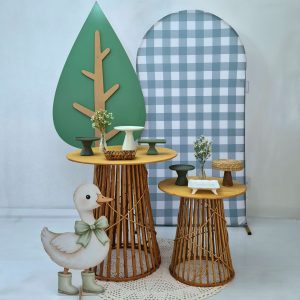 Festa Pocket Decoração Ganso Verde com Mesas Vime (Locação)