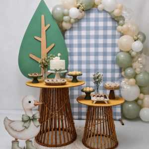 Festa Pocket Decoração Ganso Verde com Mesas Vime (Locação)