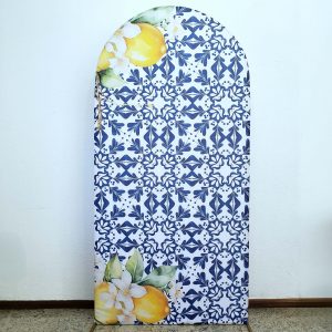 Painel Romano com Tecido Azulejos Limão Siciliano